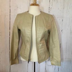 Leather jacket embossed with a reptile print